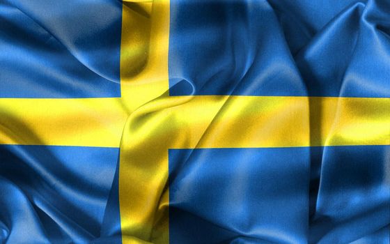3D-Illustration of a Sweden flag - realistic waving fabric flag