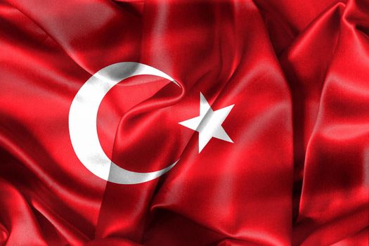 3D-Illustration of a Turkey flag - realistic waving fabric flag
