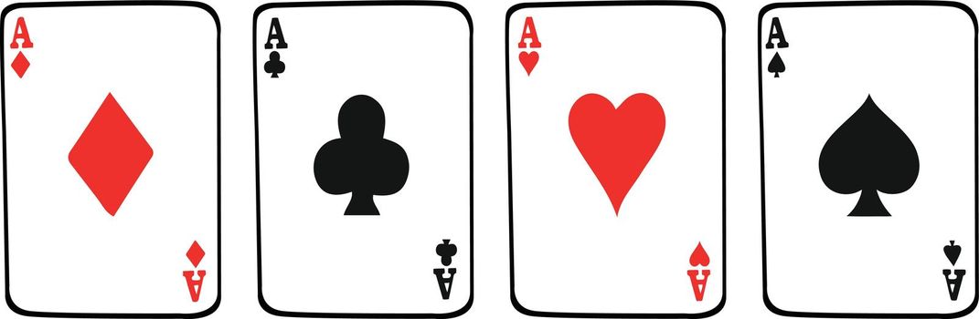 Aces of all Suits of a deck of playing cards