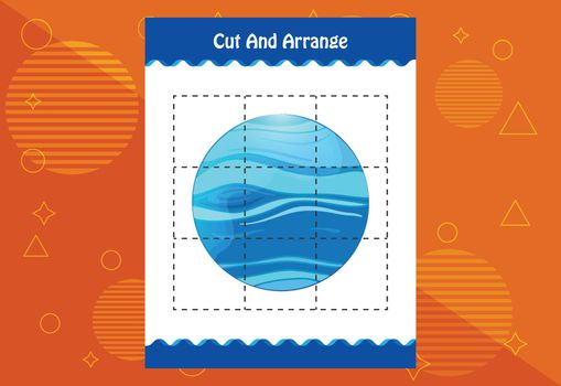 Cut and arrange with a planet worksheet for kids. Educational game for children