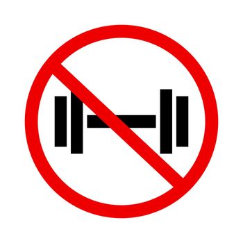 Dumbbell use prohibited. Dumbbell Caution. Vector.