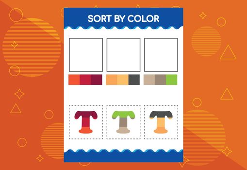 Alphabet T sorts by color for kids. Good for school and kindergarten projects