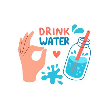 Drink more water quote flat design vector
