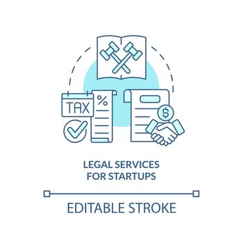 Legal services for startups turquoise concept icon