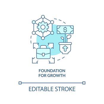 Foundation for growth turquoise concept icon