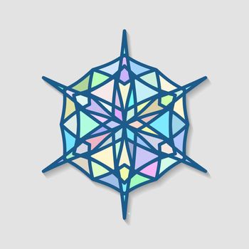 Mosaic snowflake icon consisting of multicolored fragments