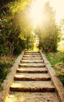 stairway to the sun - beauty in nature, religion and faith concept