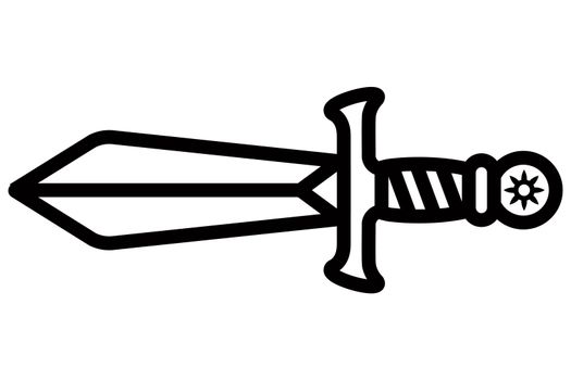 short medieval sword black linear icon.