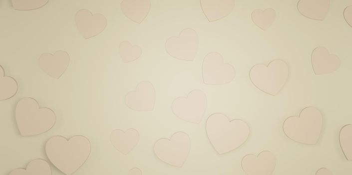 Pastel Yellow Hearts Banner Background 3D Illustration