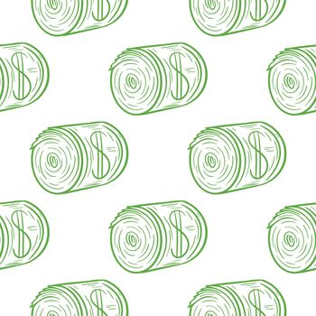 Twisted money banknotes seamless pattern