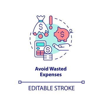 Avoid wasted expenses concept icon