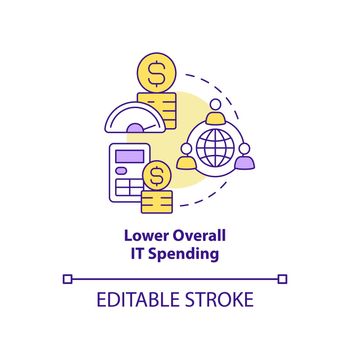 Lower overall IT spending concept icon