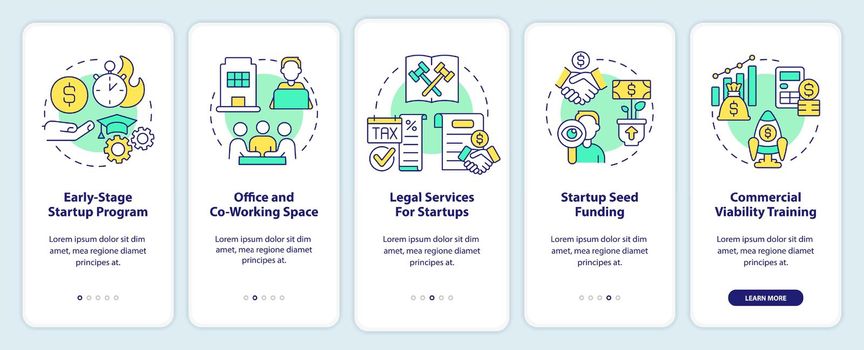 Startup programs onboarding mobile app screen