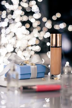 luxury make-up products as a gift - beauty, cosmetics and makeup styled concept