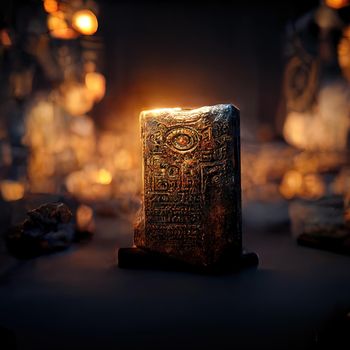 Digital art of ancient god artifact, 3d illustration
