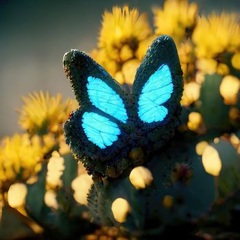 Digital art of butterfly sitting on flower