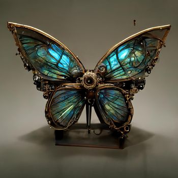 Digital art of mechanical butterfly with amazing colours