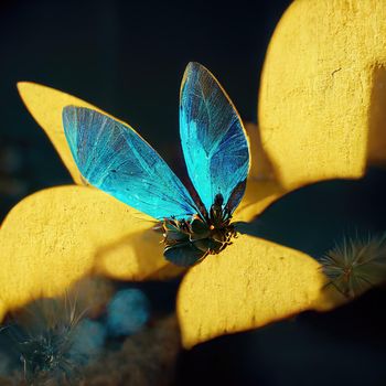 Digital art of butterfly sitting on flower