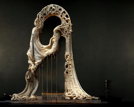 Picture of baroque harp statue, 3d illustration