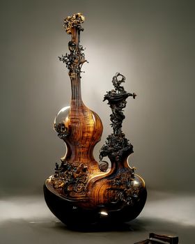 Picture of baroque violin statue, 3D illustration