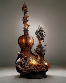 Picture of baroque violin statue, 3D illustration