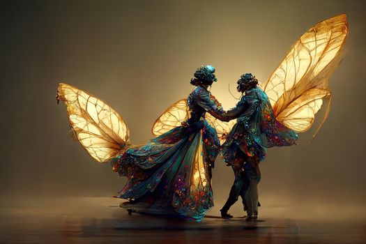 Digital art of a pair of human butterfly, 3d illustration