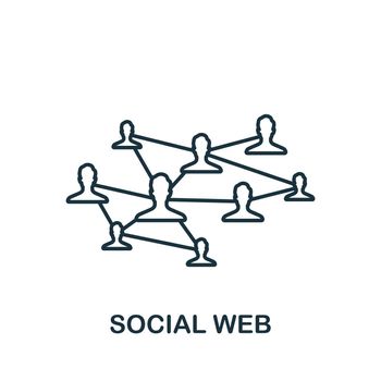 Social Web icon. Line simple Industry 4.0 icon for templates, web design and infographics