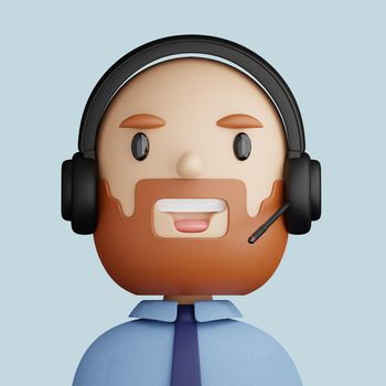 3D cartoon avatar of  smiling bald man