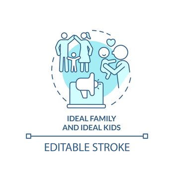 Ideal family and kids turquoise concept icon