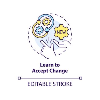 Learn to accept change concept icon