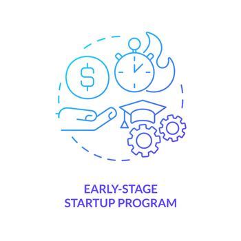 Early-stage startup program blue gradient concept icon