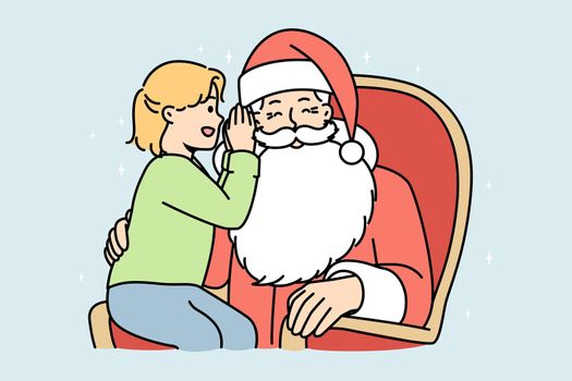 Child whispering in Santa Claus ear
