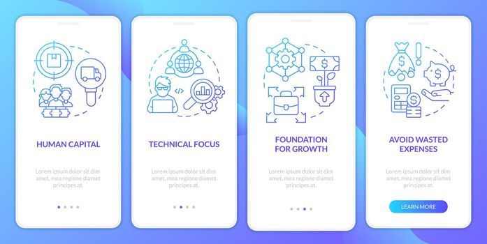 Startup needs consulting service blue gradient onboarding mobile app screen