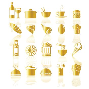 Gold food and drink icons