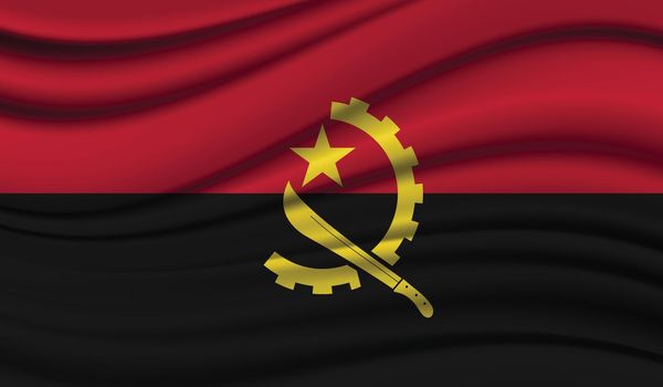 Silk Waving Flag of Angola. Silk, Satin Texture Background