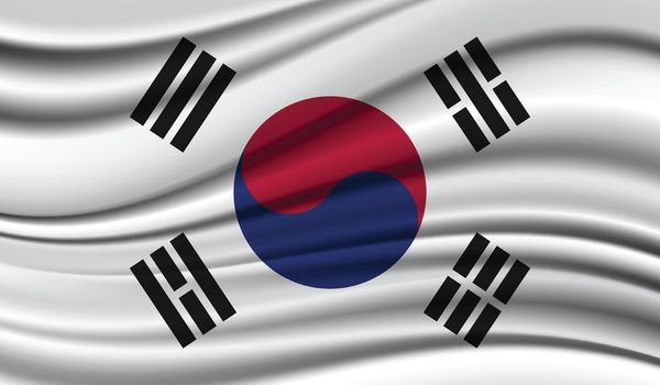Silk Waving Flag of South Korea. Silk, Satin Texture Background