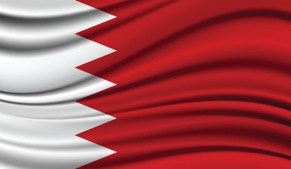 Silk Waving Flag of Bahrain. Silk, Satin Texture Background