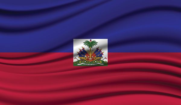 Silk Waving Flag of Haiti. Silk, Satin Texture Background