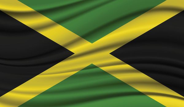 Silk Waving Flag of Jamaica. Silk, Satin Texture Background
