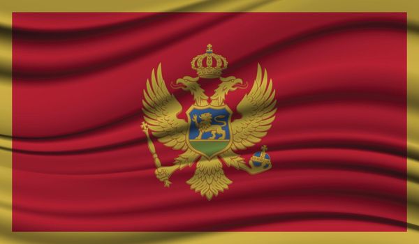 Silk Waving Flag of Montenegro. Silk, Satin Texture Background