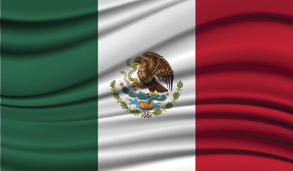 Silk Waving Flag of Mexico. Silk, Satin Texture Background