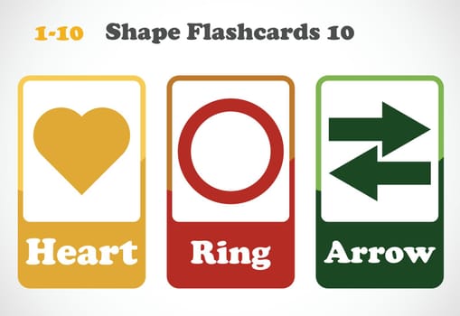 Geometric shapes flashcards for kids. Educational material for children. Learn The Shapes