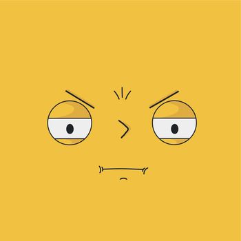 Angry, sullen face with expressive emotions - Vector