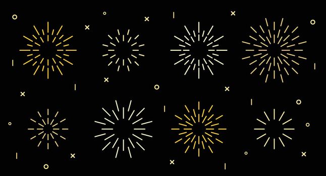Star shape art deco fireworks burst pattern set