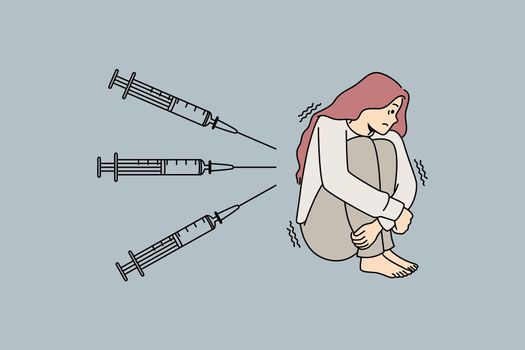 Stressed woman scared of injections