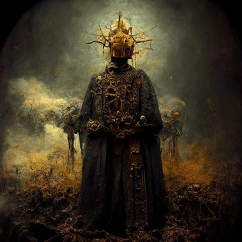 Digital art of inorganic evil bishop, 3d Illustration
