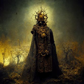 Digital art of inorganic evil bishop, 3d Illustration