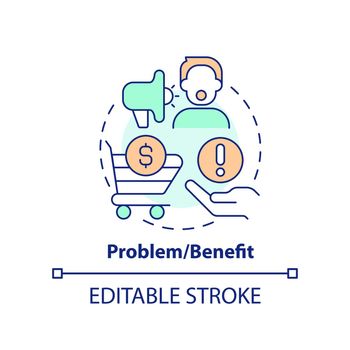 Problem and benefit concept icon