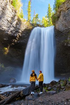 Moul Falls, the most famous waterfall in Wells Gray Provincial Park in British Columbia, Canada