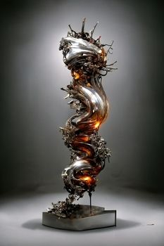 Metal figurine made of scrap, 3d illustration